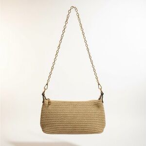 Elegant Tan Woven Shoulder Bag